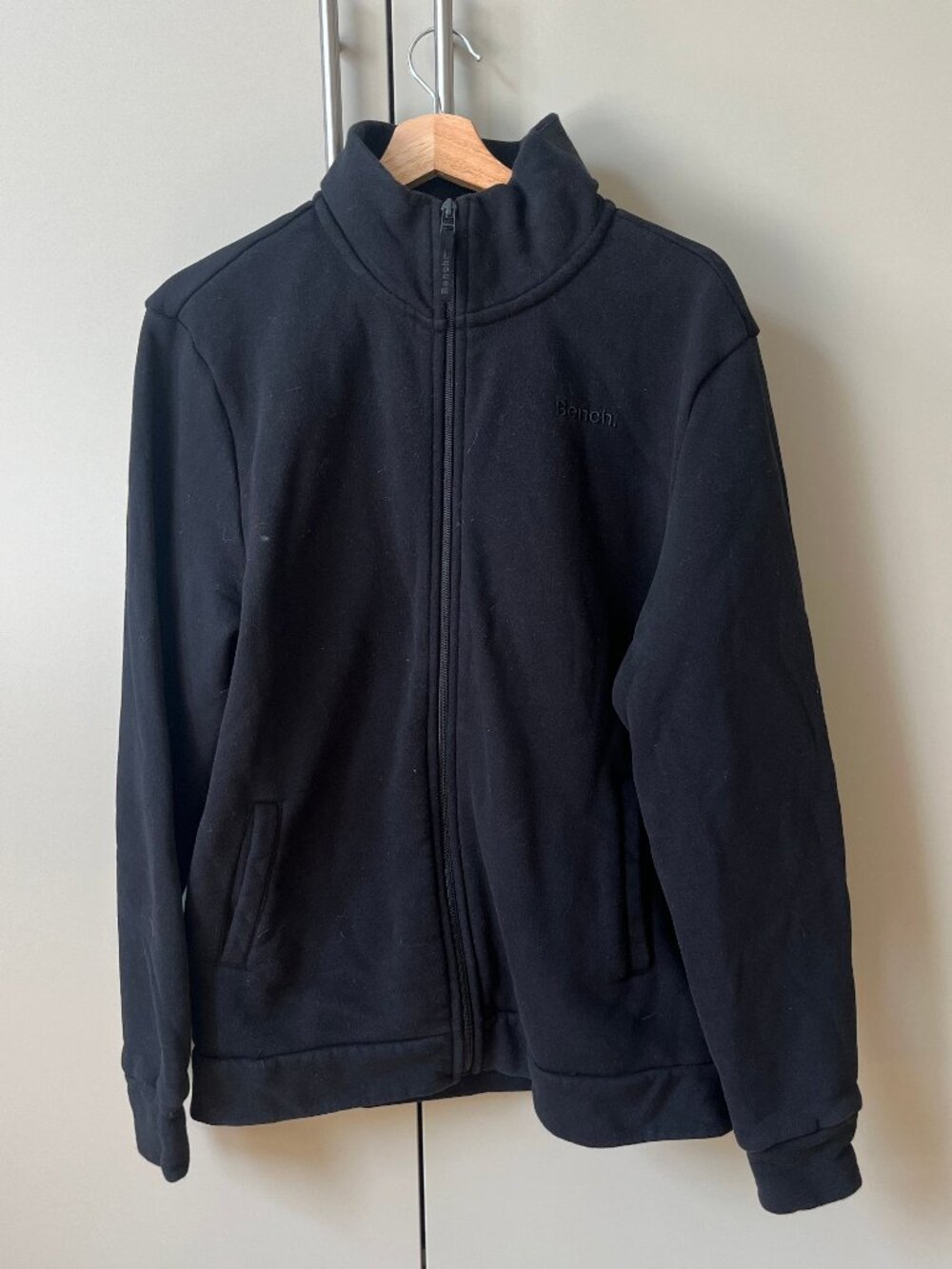 BENCH Black High Neck Zip Up Sweater - US L